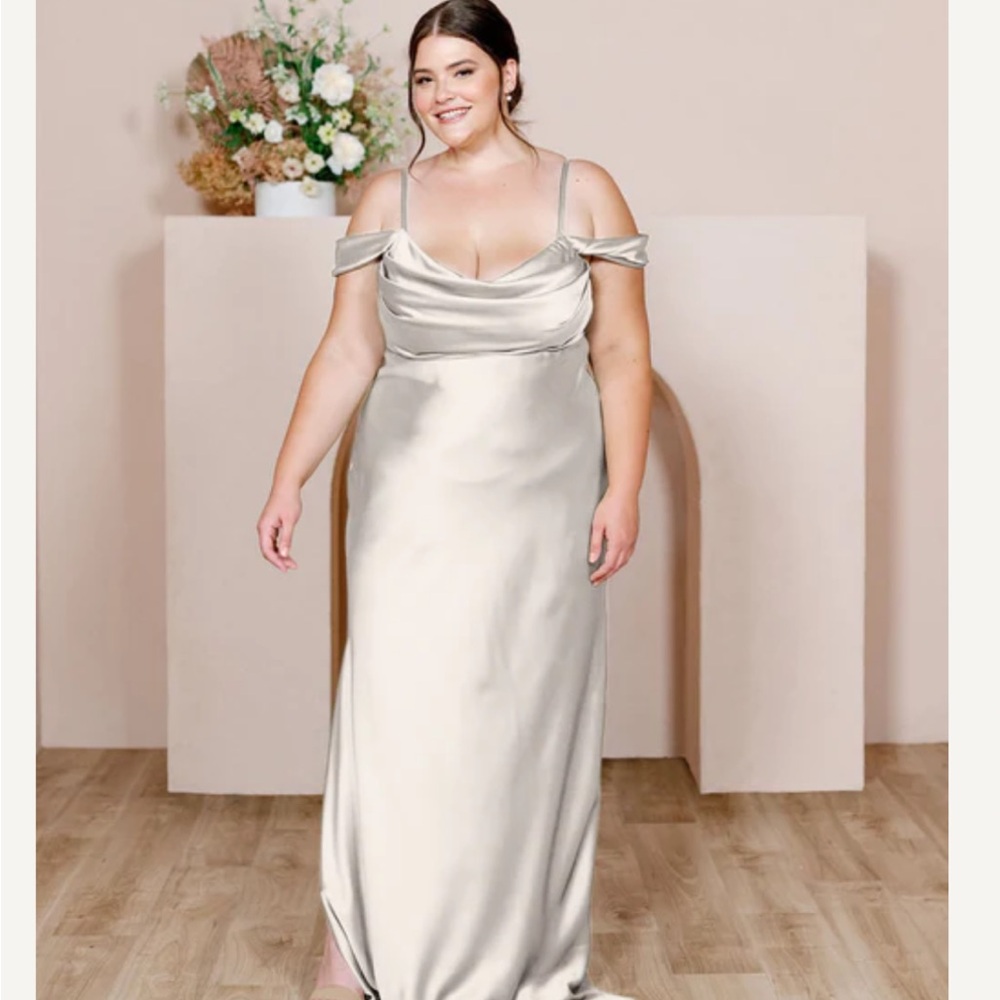 Revelry sienna satin dress in soft champagne